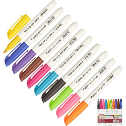 Набор маркеров для белых досок Attache 1-3 мм наб. 10 цветов