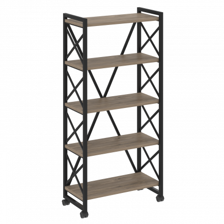 Loft Стеллаж на колесных опорах-5 полок VR.L-MST.K-5.8 Тиквуд тёмный/Чёрный металл 800*400*1704