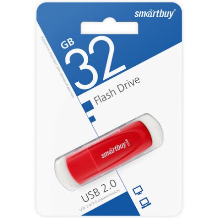 Флеш-диск 32 GB SMARTBUY Scout USB 2.0, красный, SB032GB2SCR Флеш-диск 32 GB SMARTBUY Scout USB 2.0, красный, SB032GB2SCR