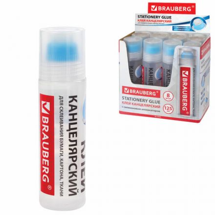 Клей канцелярский BRAUBERG, 125 мл, с силиконовым аппликатором, 228403 Клей канцелярский BRAUBERG, 125 мл, с силиконовым аппликатором, 228403