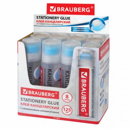 Клей канцелярский BRAUBERG, 125 мл, с силиконовым аппликатором, 228403 Клей канцелярский BRAUBERG, 125 мл, с силиконовым аппликатором, 228403