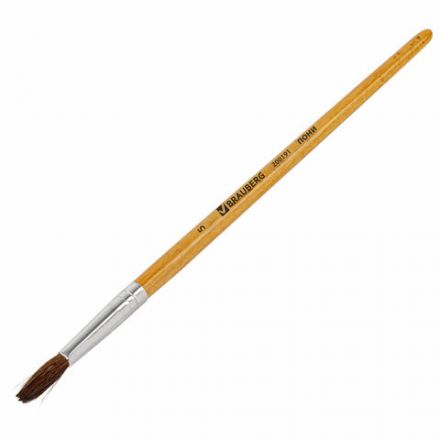 Кисть BRAUBERG, пони, круглая, № 5, 200191 Кисть BRAUBERG, пони, круглая, № 5, 200191