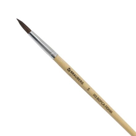 Кисть BRAUBERG, пони, круглая, № 5, 200191 Кисть BRAUBERG, пони, круглая, № 5, 200191