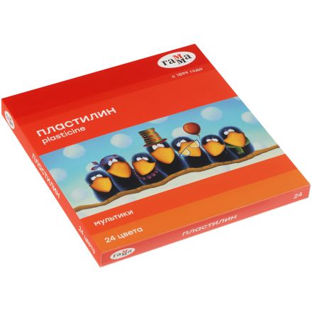 Пластилин Гамма "Мультики", 24 цвета, 480г, со стеком, картонная упаковка Пластилин Гамма "Мультики", 24 цвета, 480г, со стеком, картонная упаковка