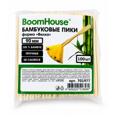 Шпажки-пики для канапе бамбуковые, ВИЛКА 9 см, 100 шт., BOOMHOUSE (БУМХАУС), 701977