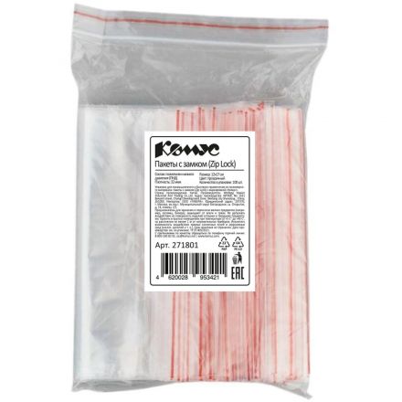 Пакет с замком (Zip Lock) 12 х 17 см, 32 мкм, 100 шт/уп