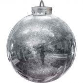 Шар 300мм, с глиттером лакированный (серебряный), 477817