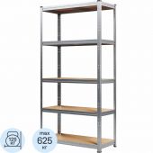 Стеллаж металлический MZ BONUS, 5 полок. цинк, ХДФ. 1800х900х400