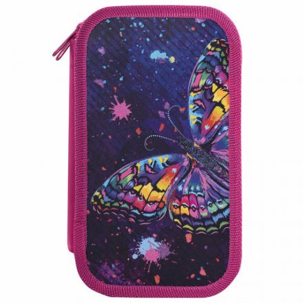Пенал ЮНЛАНДИЯ, 2 отделения, ламинированный картон, 19х11 см, "Colorful butterfly", 270886
