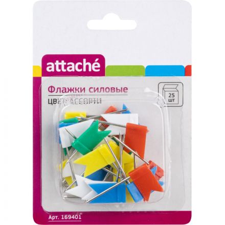 Кнопки силовые Attache Флажки ассорти (24 мм, 25 штук в упаковке) Кнопки силовые Attache Флажки ассорти (24 мм, 25 штук в упаковке)