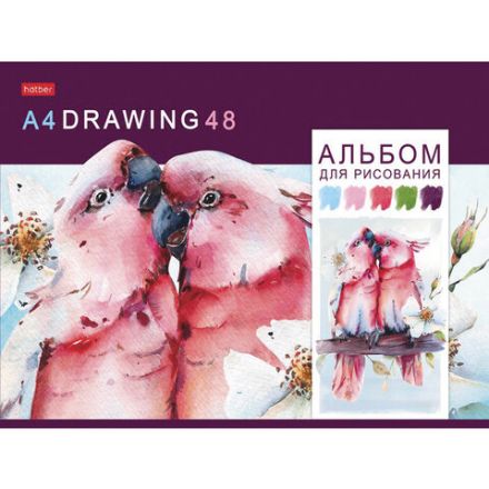 Альбом для рисования, А4, 48 листов, скоба, обложка картон, HATBER, 205х290 мм, "Акварельная палитра", 067588, 48А4В Альбом для рисования, А4, 48 листов, скоба, обложка картон, HATBER, 205х290 мм, "Акварельная палитра", 067588, 48А4В