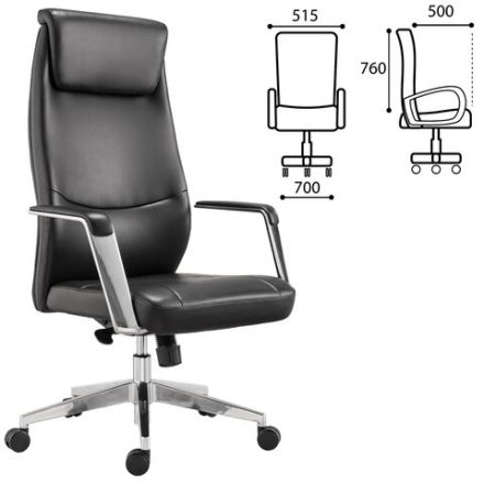 Кресло офисное BRABIX PREMIUM "Jazz EX-757", синхромеханизм, алюминий, экокожа, черное, 532489