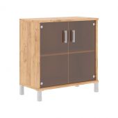 Шкаф низкий со стеклянными дверьми B 410.5 Дуб Бофорд 900х450х920 BORN Шкаф низкий со стеклянными дверьми B 410.5 Дуб Бофорд 900х450х920 BORN