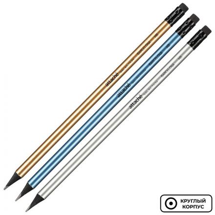 Карандаш чернографитный Attache Selection Барселона HB заточенный с ластиком (золотистый корпус)