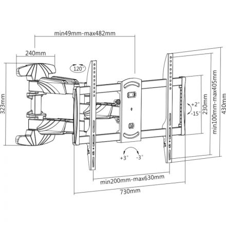 Кронштейн Digis 37-70, 2х2 колена, VESA макс. 600x400мм, до 45кг, DSM-5066 Кронштейн Digis 37-70, 2х2 колена, VESA макс. 600x400мм, до 45кг, DSM-5066