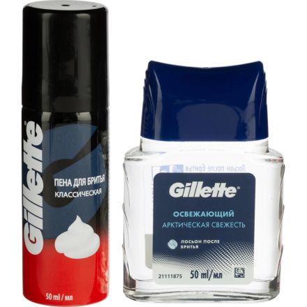 Подарочный набор GILLETTE Лосьон п/бритья Осв50мл+Пена д/бритья Классич50мл