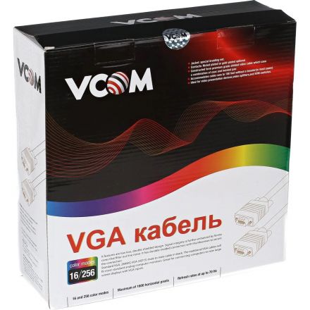 Кабель монитор-SVGA card (15M-15M) 10м 2 фильтра VCOM VVG6448-10MC Кабель монитор-SVGA card (15M-15M) 10м 2 фильтра VCOM VVG6448-10MC