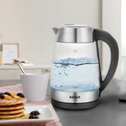 Чайник KITFORT КТ-6107, 1,7 л, 2200 Вт, закрытый нагревательный элемент, ТЕРМОРЕГУЛЯТОР, стекло, черный Чайник KITFORT КТ-6107, 1,7 л, 2200 Вт, закрытый нагревательный элемент, ТЕРМОРЕГУЛЯТОР, стекло, черный