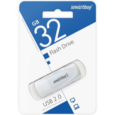 Флеш-диск 32 GB SMARTBUY Scout USB 2.0, белый, SB032GB2SCW