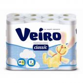 Бумага туалетная Veiro Classic (2-слойная, белая, 24 рулона в упаковке)
