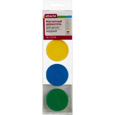 Магнитный держатель МОЩНЫЙ Attache,40 мм,4 шт/уп ассорти Магнитный держатель МОЩНЫЙ Attache,40 мм,4 шт/уп ассорти