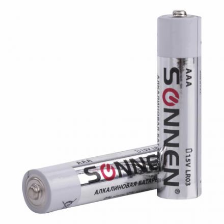Батарейки КОМПЛЕКТ 2 шт., SONNEN Alkaline, AAA (LR03, 24А), алкалиновые, мизинчиковые, блистер, 451087 Батарейки КОМПЛЕКТ 2 шт., SONNEN Alkaline, AAA (LR03, 24А), алкалиновые, мизинчиковые, блистер, 451087