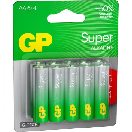 Батарейка GP Super AA/LR6 15A6/4-2CR10 10шт/уп (6+4) Батарейка GP Super AA/LR6 15A6/4-2CR10 10шт/уп (6+4)