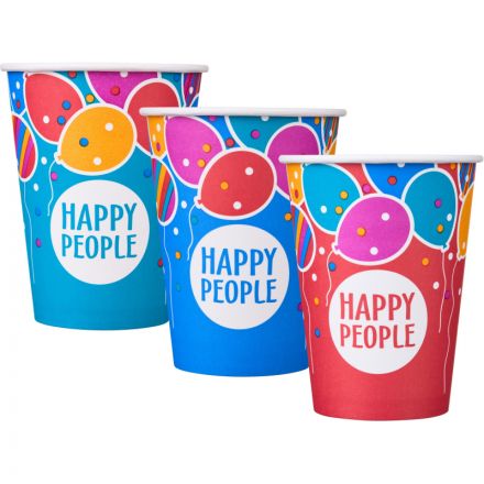 Стакан одноразовый бум односл. 350 мл d-90мм Happy People МИКС  50шт/уп