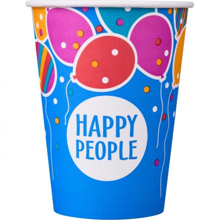 Стакан одноразовый бум односл. 350 мл d-90мм Happy People МИКС  50шт/уп