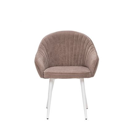 Стул с подлокотниками Leset Вайд, каркас Белый, велюр Латте Латте, Ткань Велюр