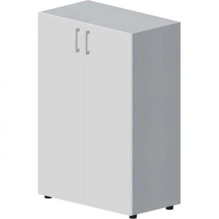 Шкаф INS средний закрытый, ручки - алюминий Титан/Белый OMMS562TIBL