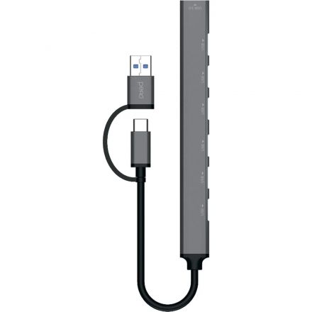 Разветвитель USB PERO MH04, USB-С/USB-A TO USB 3.0 + 6xUSB 2.0, серый Разветвитель USB PERO MH04, USB-С/USB-A TO USB 3.0 + 6xUSB 2.0, серый