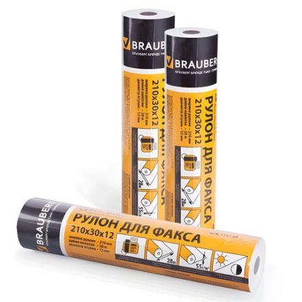 Рулон для факса 210 мм (диаметр 45 мм, длина 28 м, втулка 12 мм), BRAUBERG, 110149 Рулон для факса 210 мм (диаметр 45 мм, длина 28 м, втулка 12 мм), BRAUBERG, 110149