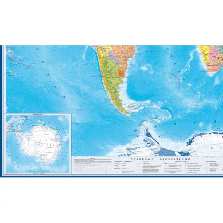 Настенная карта Мир политическая 1:15млн., 2,33х1,58м.