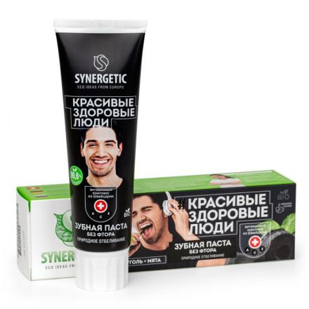 Зубная паста SYNERGETIC природное отбеливание без фтора 100гр