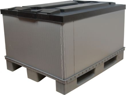 Контейнер 1200х800х860 мм сплошной разборный на п/паллет серый