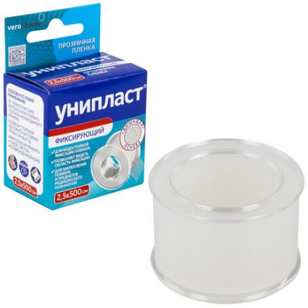 Лейкопластырь рулонный УНИПЛАСТ, 2,5х500 см, пленочная основа, катушка в картонной коробке, 20024378 Лейкопластырь рулонный УНИПЛАСТ, 2,5х500 см, пленочная основа, катушка в картонной коробке, 20024378