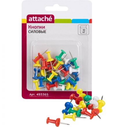 Кнопки силовые Attache ассорти (11 мм, 30 штук в блистерной упаковке)