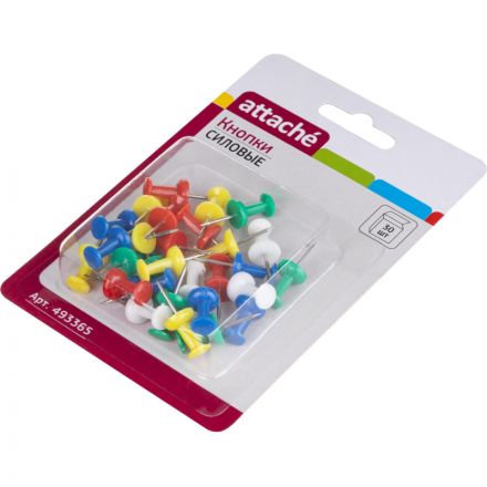 Кнопки силовые Attache ассорти (11 мм, 30 штук в блистерной упаковке)