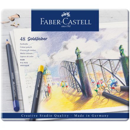 Карандаши цветные Faber-Castell "Goldfaber", 48цв., круглые, заточен., метал. коробка Карандаши цветные Faber-Castell "Goldfaber", 48цв., круглые, заточен., метал. коробка