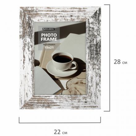 Рамка 15х21 см небьющаяся, багет 40 мм, МДФ, BRAUBERG "Christopher", белая/коричневая, 391269 Рамка 15х21 см небьющаяся, багет 40 мм, МДФ, BRAUBERG "Christopher", белая/коричневая, 391269