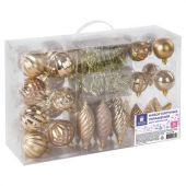 Шары новогодние ёлочные "Gold Rush" НАБОР 39 предметов, пластик, золотистый, ЗОЛОТАЯ СКАЗКА, 591128 Шары новогодние ёлочные "Gold Rush" НАБОР 39 предметов, пластик, золотистый, ЗОЛОТАЯ СКАЗКА, 591128