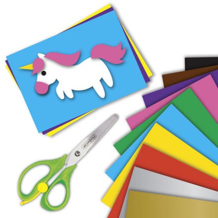 Цветная бумага А4 2-сторонняя офсетная ВОЛШЕБНАЯ, 16 листов 10 цветов, на скобе, BRAUBERG, 200х275 мм, "Единорог", 129922 Цветная бумага А4 2-сторонняя офсетная ВОЛШЕБНАЯ, 16 листов 10 цветов, на скобе, BRAUBERG, 200х275 мм, "Единорог", 129922