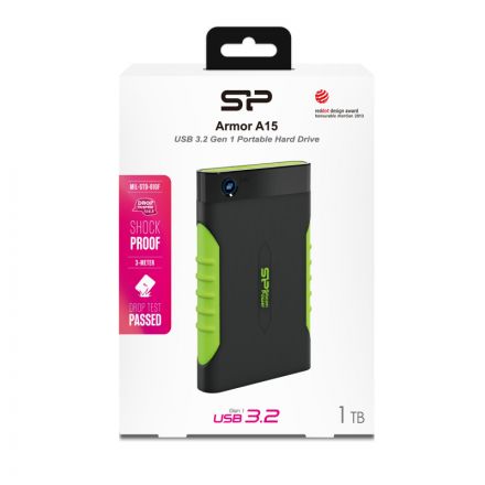 Портативный HDD Silicon Power Armor A15 1 TB USB 3.2, зеленый, резина Портативный HDD Silicon Power Armor A15 1 TB USB 3.2, зеленый, резина