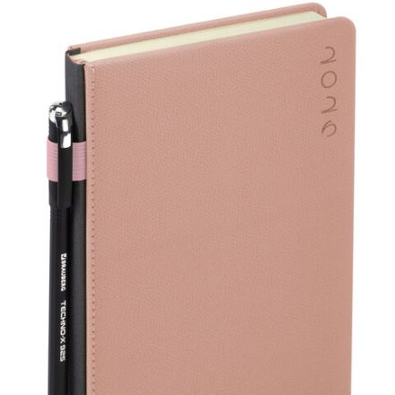 Ежедневник датированный 2026, А5, 138х213 мм, BRAUBERG "Essential", под кожу, держатель, розовый, 117395 Ежедневник датированный 2026, А5, 138х213 мм, BRAUBERG "Essential", под кожу, держатель, розовый, 117395