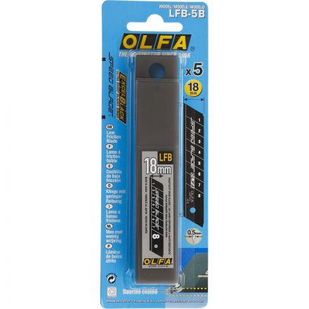Лезвие OLFA сегментир.,тефлон.покрытие,18мм,толщина 0,5мм, 5шт/уп OL-LFB-5B Лезвие OLFA сегментир.,тефлон.покрытие,18мм,толщина 0,5мм, 5шт/уп OL-LFB-5B