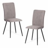 Стул обеденный La Rousse (2 шт. в упаковке) NEW, велюр, серый/чёрный, 29, 45х55х93 см