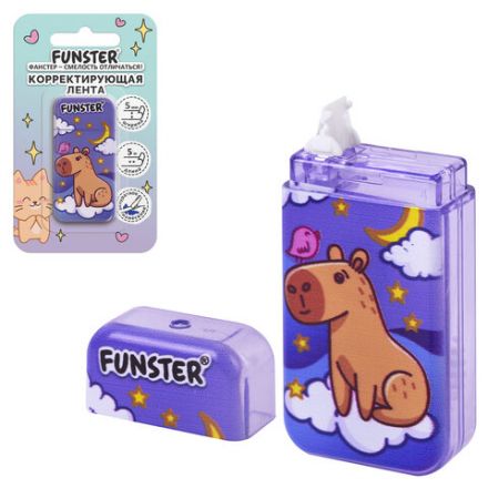 Корректирующая лента FUNSTER (ФАНСТЕР) "КАПИБАРЫ", 5 мм х 5 м, корпус ассорти, блистер, 273020 Корректирующая лента FUNSTER (ФАНСТЕР) "КАПИБАРЫ", 5 мм х 5 м, корпус ассорти, блистер, 273020