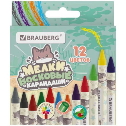 Восковые мелки BRAUBERG "МИЛЫЕ КОТЫ", НАБОР 12 цветов, 273229 Восковые мелки BRAUBERG "МИЛЫЕ КОТЫ", НАБОР 12 цветов, 273229