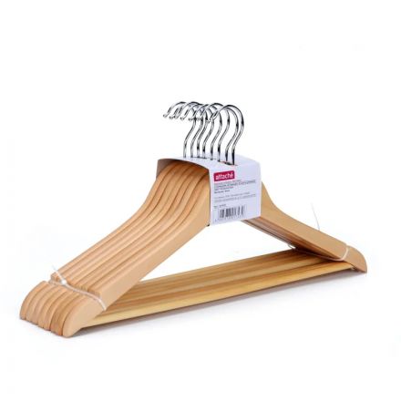 Вешалка-плечики WW_ Attache F6612N-8/LH001 дер,перек,выем,р48-50 нат.УП 8шт Вешалка-плечики WW_ Attache F6612N-8/LH001 дер,перек,выем,р48-50 нат.УП 8шт